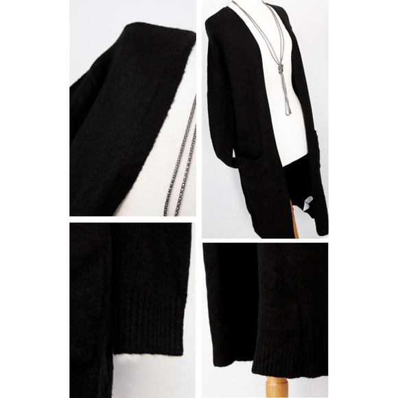 ZARAKNIT Black Long Duster Sweater Open Cardigan - Picture 5 of 8